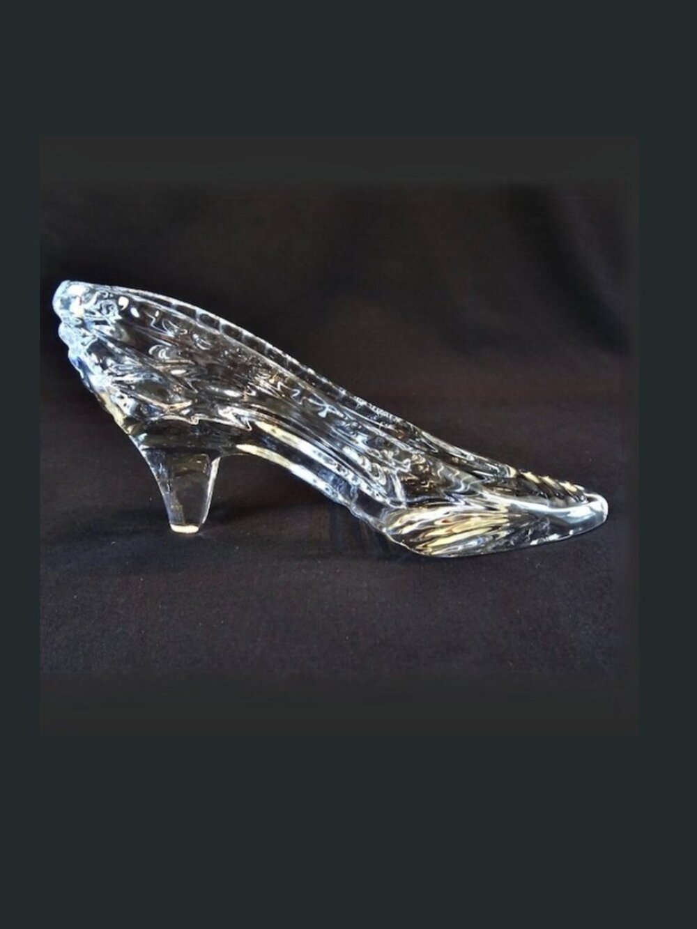 Crystal Princess Slipper Sculpture Vintage Cinderella Shoe Figurine  7"x2.5"x3"